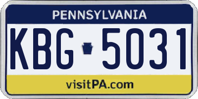 PA license plate KBG5031