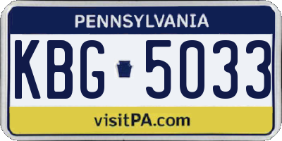 PA license plate KBG5033