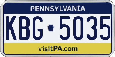 PA license plate KBG5035