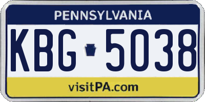 PA license plate KBG5038