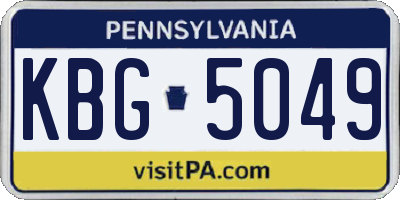PA license plate KBG5049