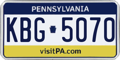 PA license plate KBG5070