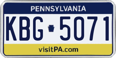 PA license plate KBG5071