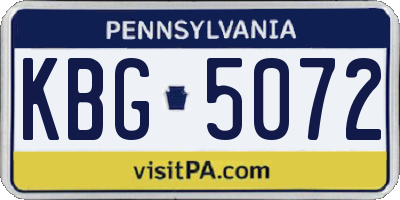PA license plate KBG5072