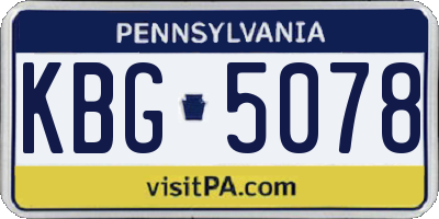 PA license plate KBG5078