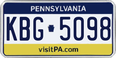 PA license plate KBG5098