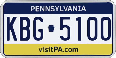 PA license plate KBG5100