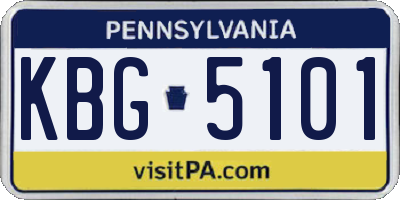 PA license plate KBG5101
