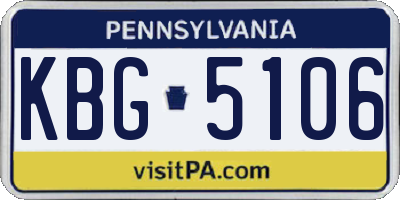 PA license plate KBG5106