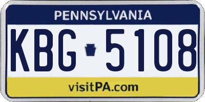 PA license plate KBG5108
