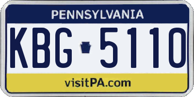 PA license plate KBG5110