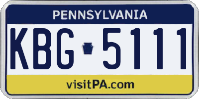 PA license plate KBG5111