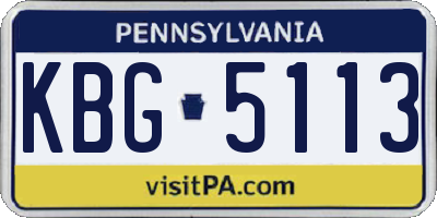 PA license plate KBG5113