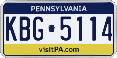 PA license plate KBG5114