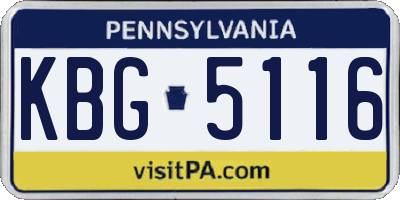 PA license plate KBG5116