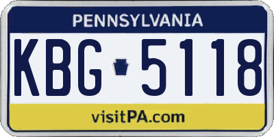 PA license plate KBG5118