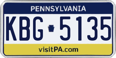 PA license plate KBG5135