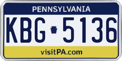 PA license plate KBG5136