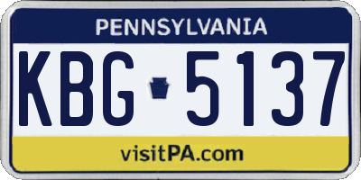 PA license plate KBG5137