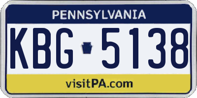 PA license plate KBG5138