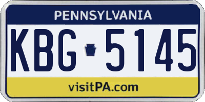 PA license plate KBG5145