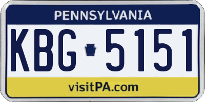 PA license plate KBG5151