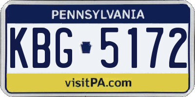 PA license plate KBG5172