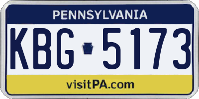 PA license plate KBG5173