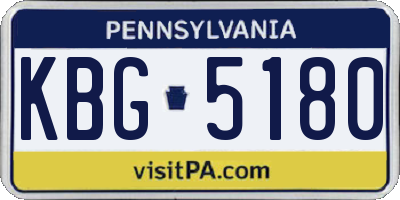 PA license plate KBG5180