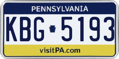 PA license plate KBG5193