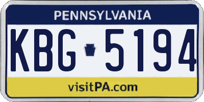 PA license plate KBG5194
