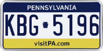 PA license plate KBG5196