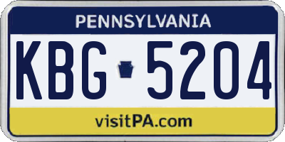 PA license plate KBG5204