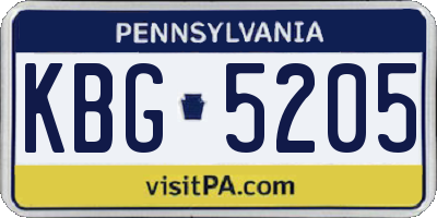 PA license plate KBG5205