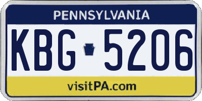 PA license plate KBG5206