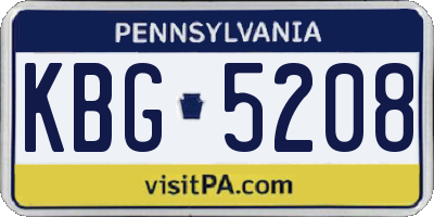 PA license plate KBG5208