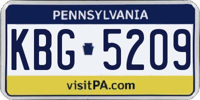 PA license plate KBG5209