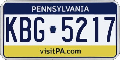 PA license plate KBG5217
