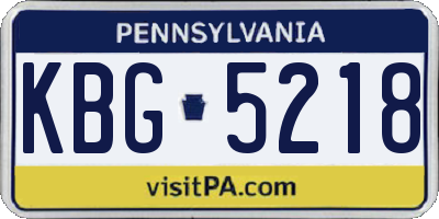 PA license plate KBG5218