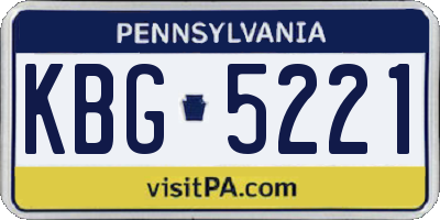 PA license plate KBG5221