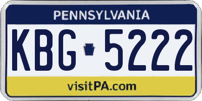 PA license plate KBG5222
