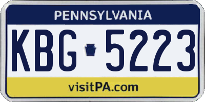 PA license plate KBG5223
