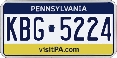 PA license plate KBG5224