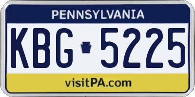 PA license plate KBG5225