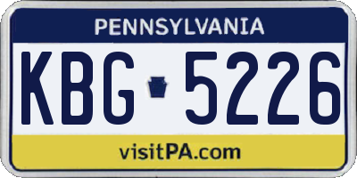 PA license plate KBG5226