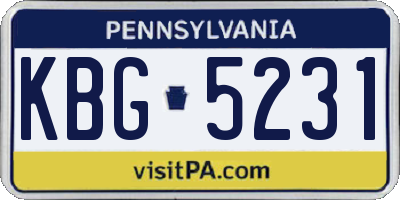 PA license plate KBG5231