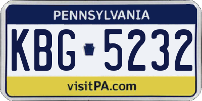 PA license plate KBG5232
