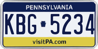 PA license plate KBG5234