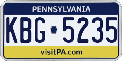 PA license plate KBG5235