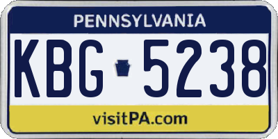 PA license plate KBG5238